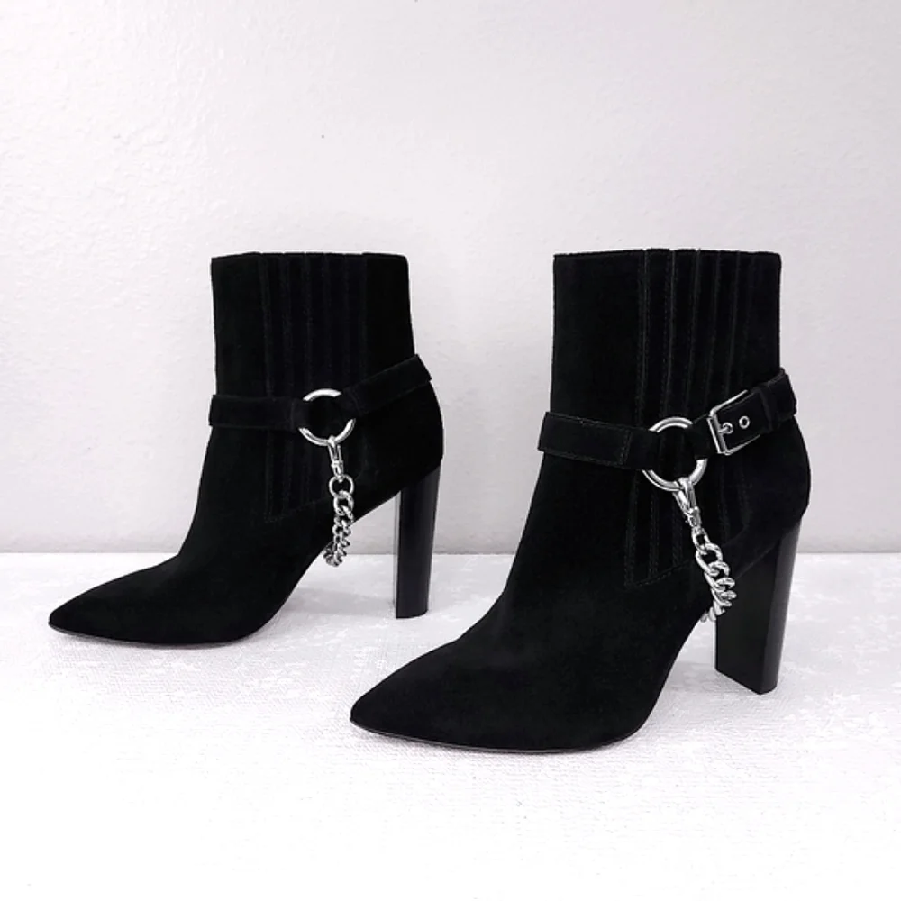 PAIGE London Chain Harness Heeled Ankle Booties - Picture 4 of 9